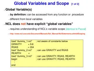 Global Variables and Scope [1 of 2]