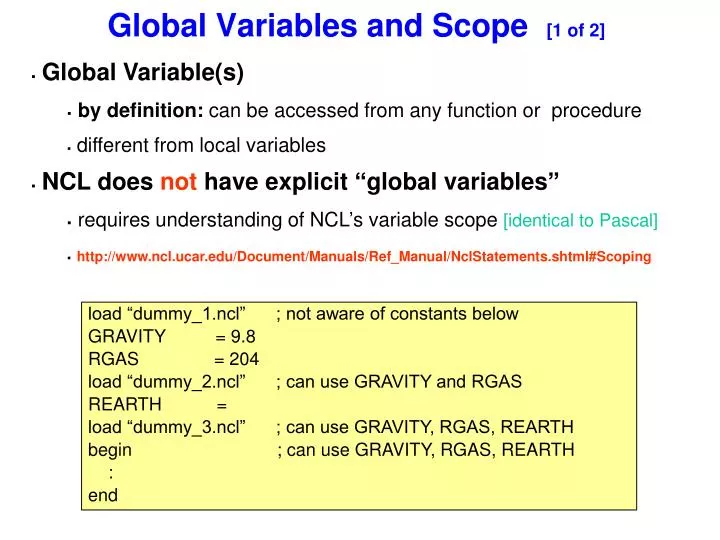 global variables and scope 1 of 2