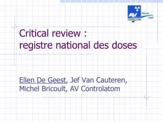 critical review registre national des doses