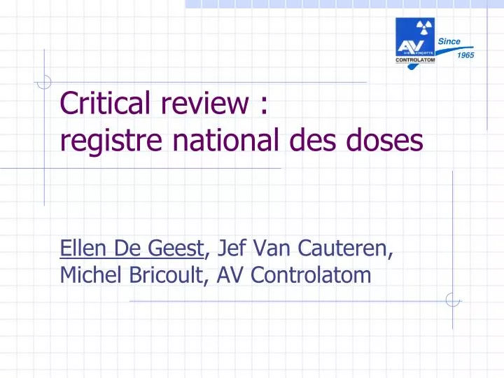 critical review registre national des doses