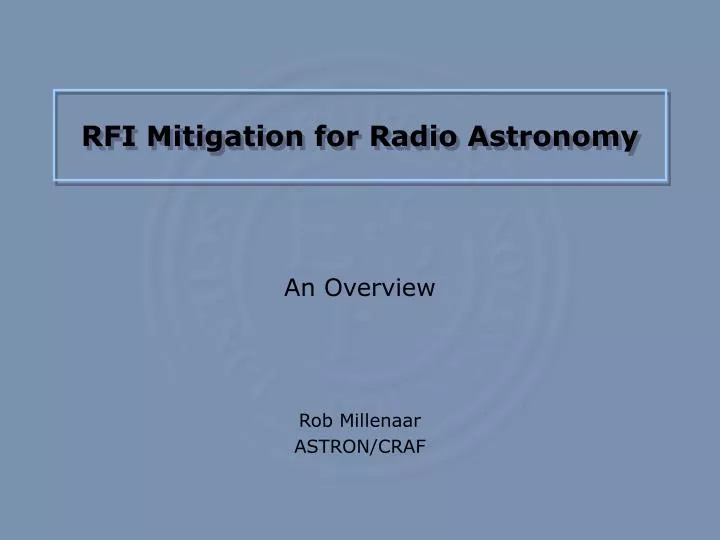 rfi mitigation for radio astronomy