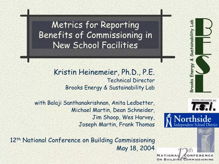 metrics for reporting benefits of commissioning in new school facilities