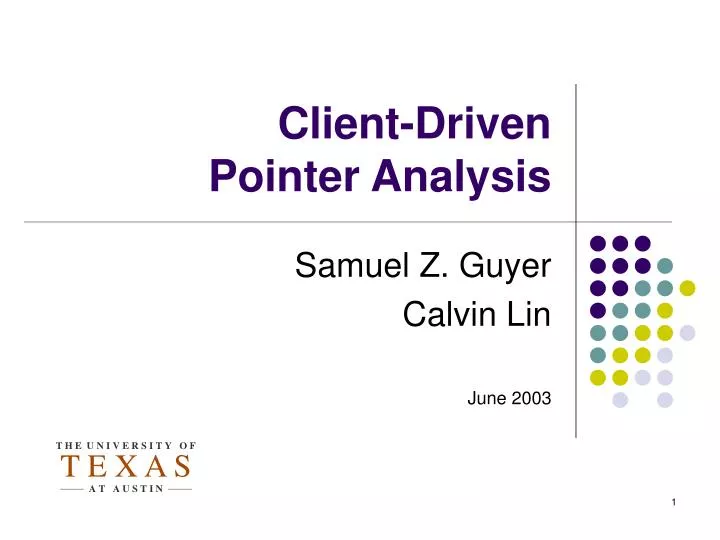 client driven pointer analysis