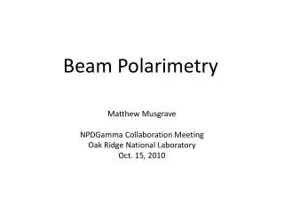 Beam Polarimetry