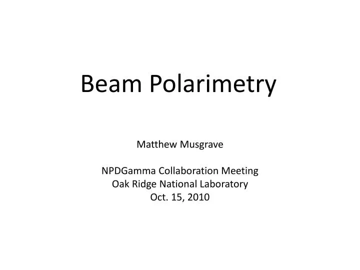 beam polarimetry