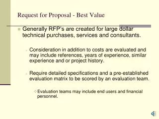 Request for Proposal - Best Value