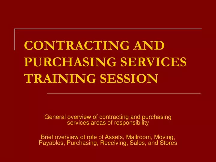 contracting and purchasing services training session
