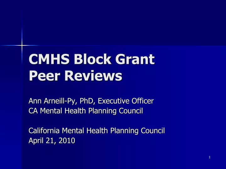cmhs block grant peer reviews