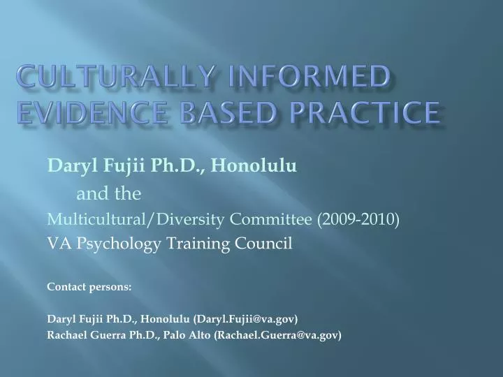 culturally informed evidence based practice