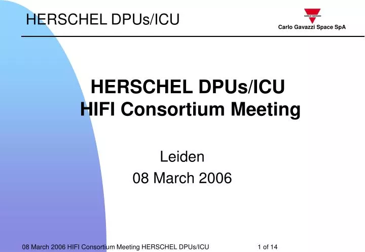 herschel dpus icu hifi consortium meeting