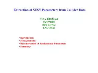 Extraction of SUSY Parameters from Collider Data