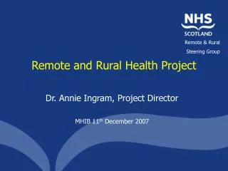 Remote and Rural Health Project