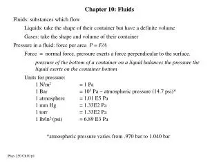 Chapter 10: Fluids