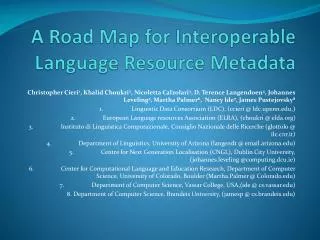 A Road Map for Interoperable Language Resource Metadata