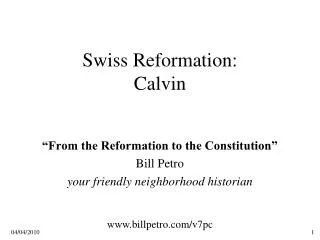 Swiss Reformation: Calvin