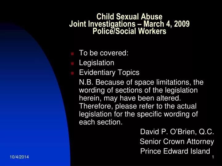 child sexual abuse joint investigations march 4 2009 police social workers