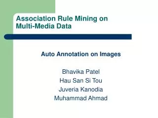 Association Rule Mining on Multi-Media Data