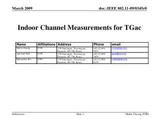 Indoor Channel Measurements for TGac