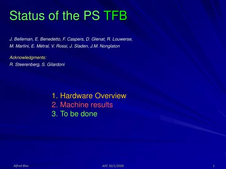status of the ps tfb
