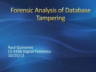 Forensic Analysis of Database Tampering