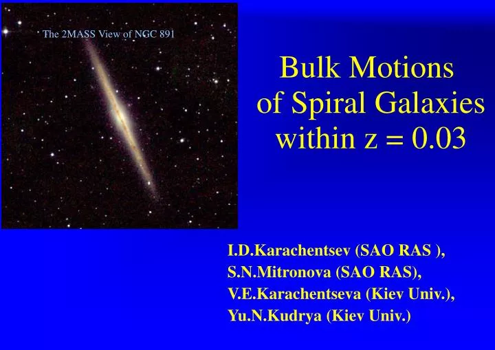 bulk motions of spiral galaxies within z 0 03