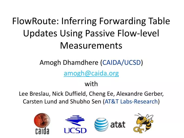 flowroute inferring forwarding table updates using passive flow level measurements