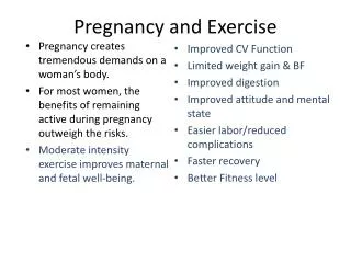 Pregnancy and Exercise