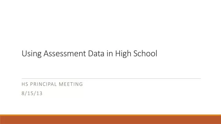 using assessment data in high school