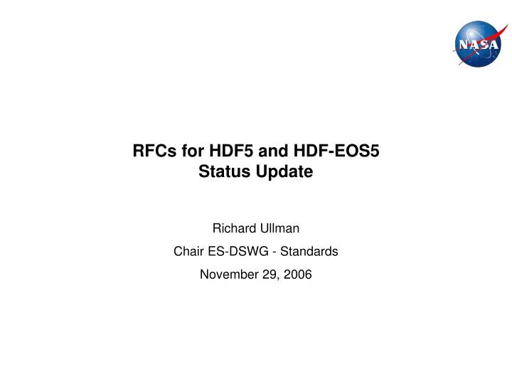 rfcs for hdf5 and hdf eos5 status update