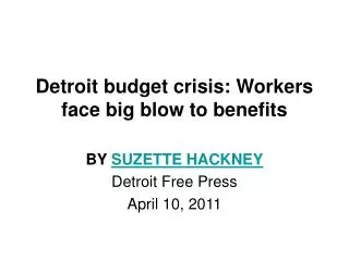 Detroit budget crisis: Workers face big blow to benefits