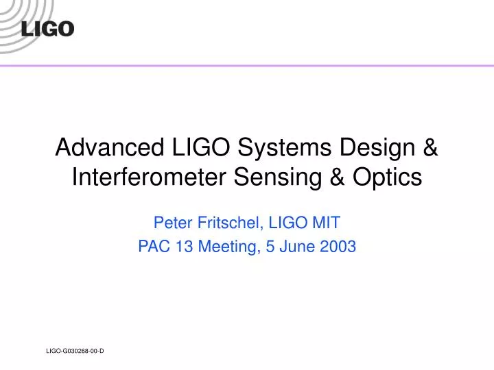 advanced ligo systems design interferometer sensing optics