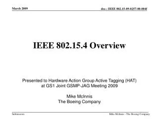 IEEE 802.15.4 Overview