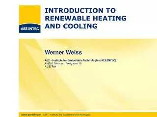 INTRODUCTION TO RENEWABLE HEATING AND COOLING