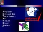 A daptation N ationale des T ransmissions A ux R isques E t aux S ecours - slide 1