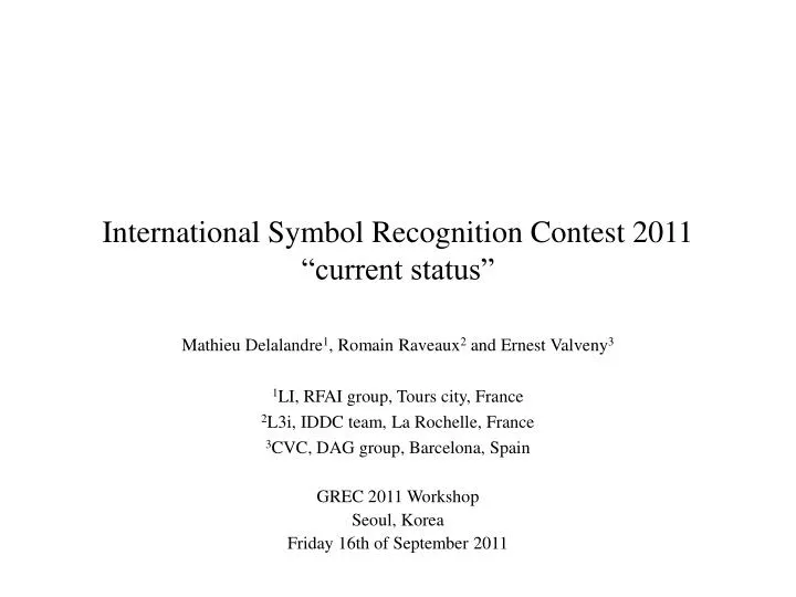 international symbol recognition contest 2011 current status