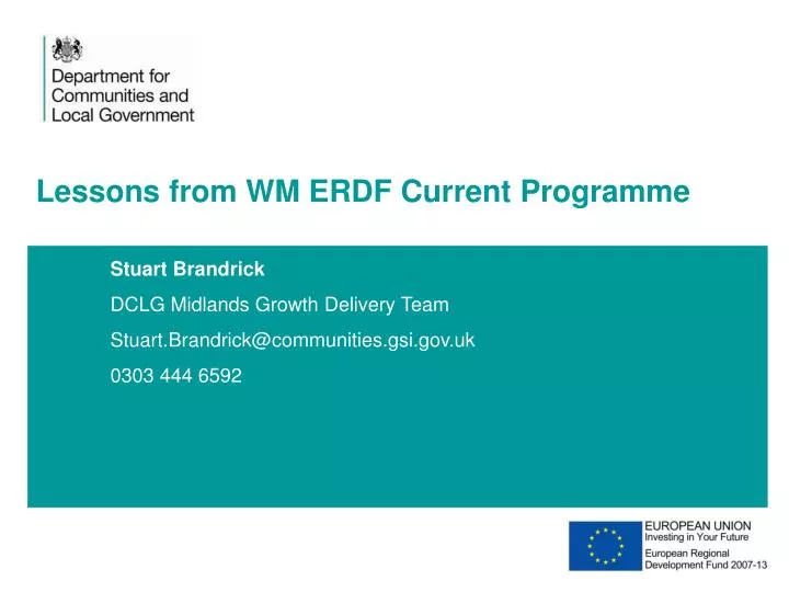 lessons from wm erdf current programme