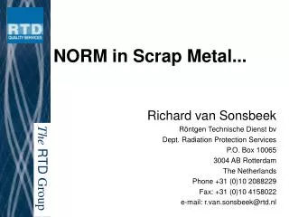 NORM in Scrap Metal...