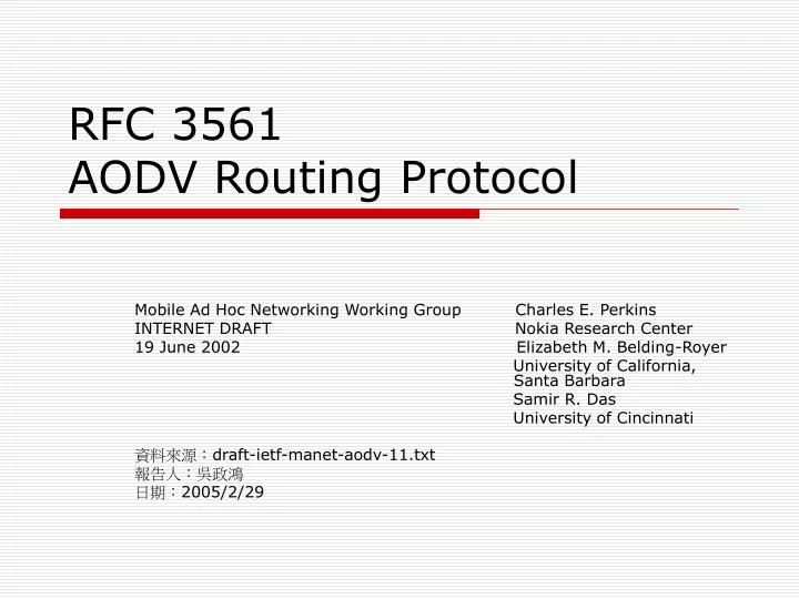 rfc 3561 aodv routing protocol