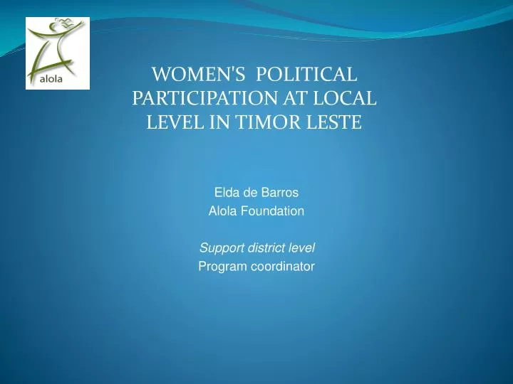 women s political participation at local level in timor leste