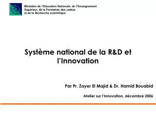 syst me national de la r d et l innovation