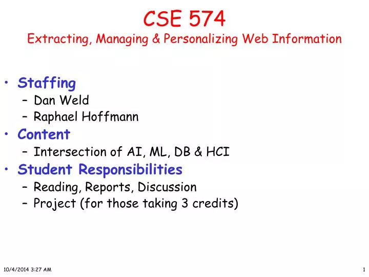 cse 574 extracting managing personalizing web information