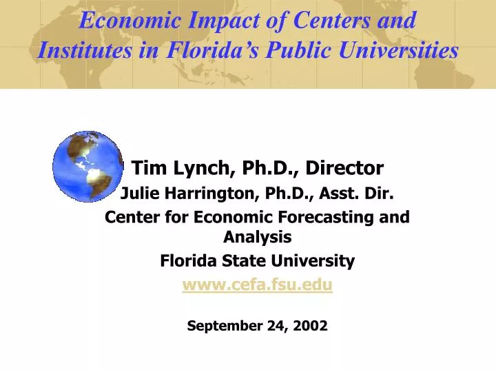 economic impact of centers and institutes in florida s public universities