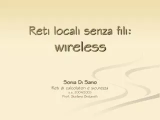 reti locali senza fili wireless