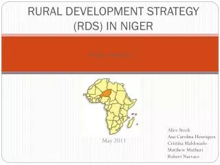 RURAL DEVELOPMENT STRATEGY (RDS) IN NIGER