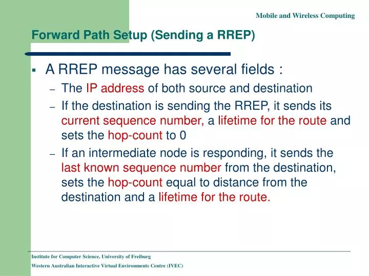 forward path setup sending a rrep