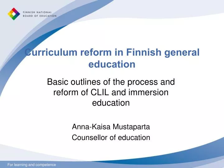 curriculum reform in finnish general education
