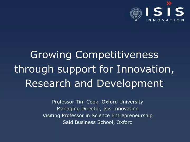 growing competitiveness through support for innovation research and development