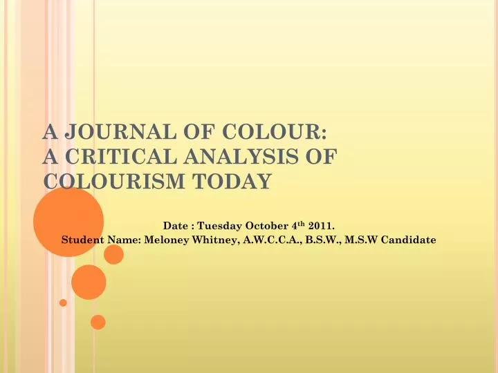 a journal of colour a critical analysis of colourism today