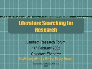 Literature Searching for Research