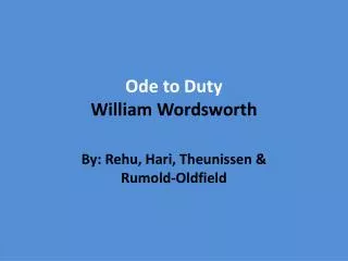 Ode to Duty William Wordsworth